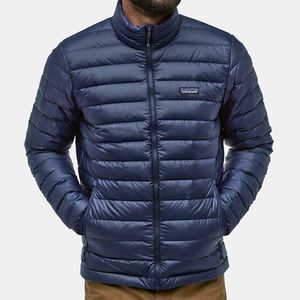 Patagonia 84674 Down Jacket, Men’s XL, Navy Blue w/ Black Zippers & Interior